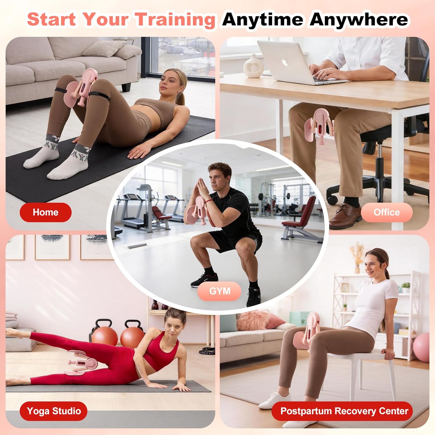 Thigh Trainer, 10-135LB Adjustable Resistance Inner Thigh Exerciser, Pelvic Floor Muscle Repair with Leg Strap, Workout Kegel Exercise Equipment for Shaping, Yoga, Weight Loss Home Gym