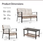 LAUSAINT HOME 4-Piece Patio Conversation Set, Comfortable Oversized Outdoor Furniture Set with Soft Cushion and Storage Metal Coffee Table for Backyard, Porch, Garden and Poolside, Beige