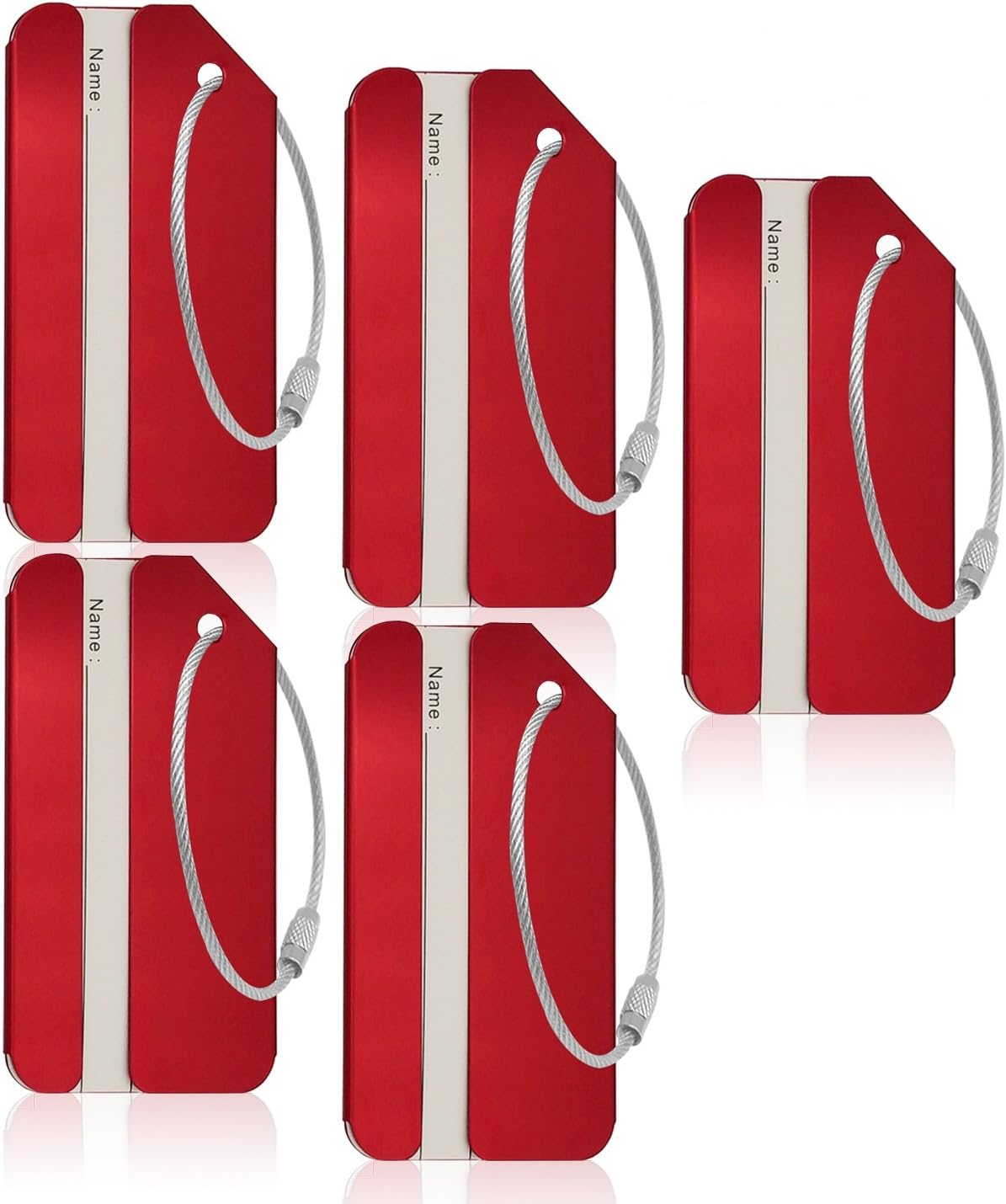 Aluminum Luggage Tag for Luggage Baggage Travel Identifier by Ovener (Red 5 Pcs)