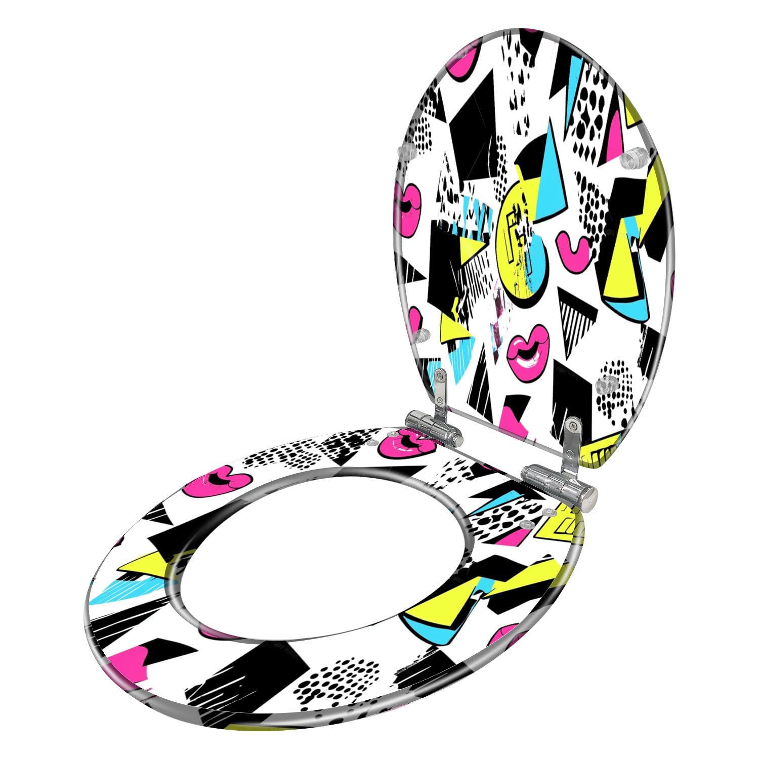 Abattant de toilette rétro et coloré à motif lèvres rétro pour cuvette ronde ou ovale standard