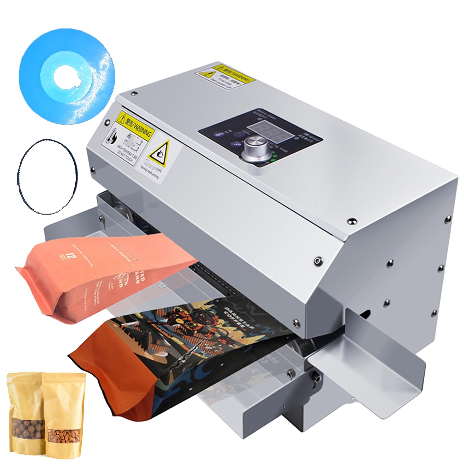IUokLU Automatic Plastic Bag Sealing Machine, Temp & Speed, Continuous Band Sealer Machine, Food Packaging Machine For Bags Films
