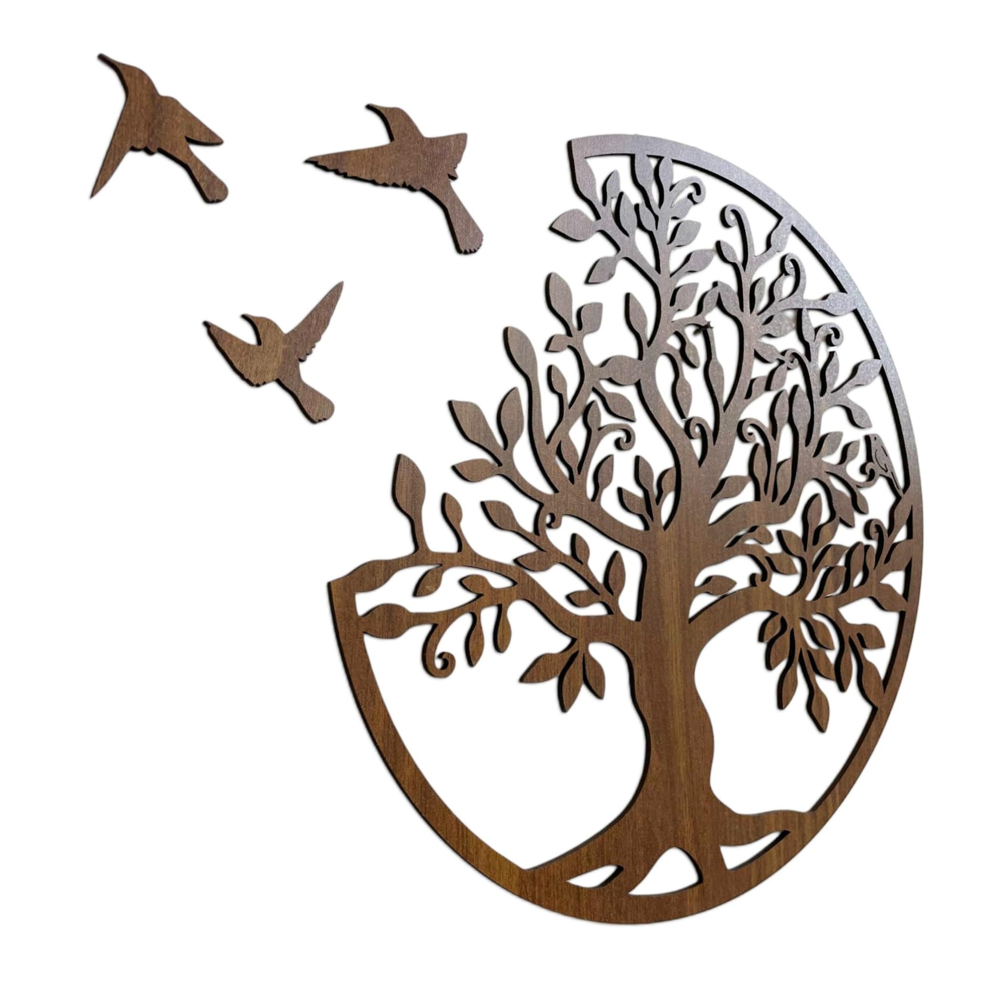 SENTOP HDF0504 Baum des Lebens, Geschnitztes Bild an der Wand aus Holzmaterial für den Innenraum, HolzKunst Dekor (Walnuss, 120 cm)