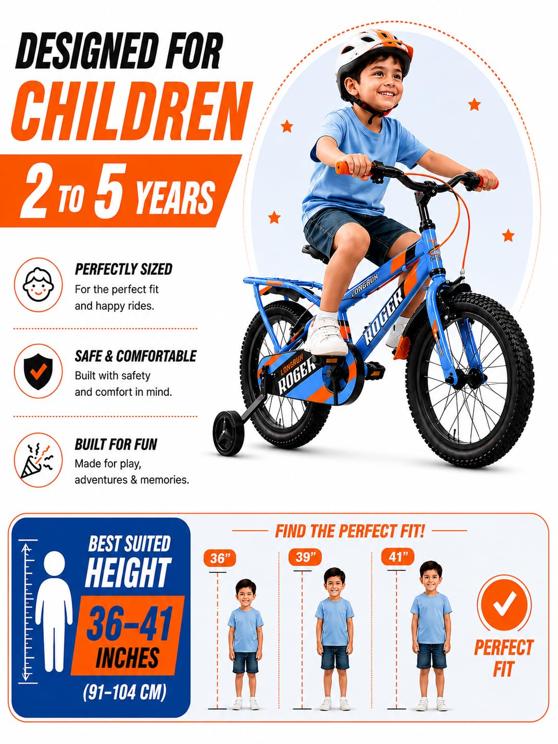 Longrun Roger Kids Bike - 14T with Training Wheels -3 Longrun Roger Kids Bike - 14T with Training Wheels -3
