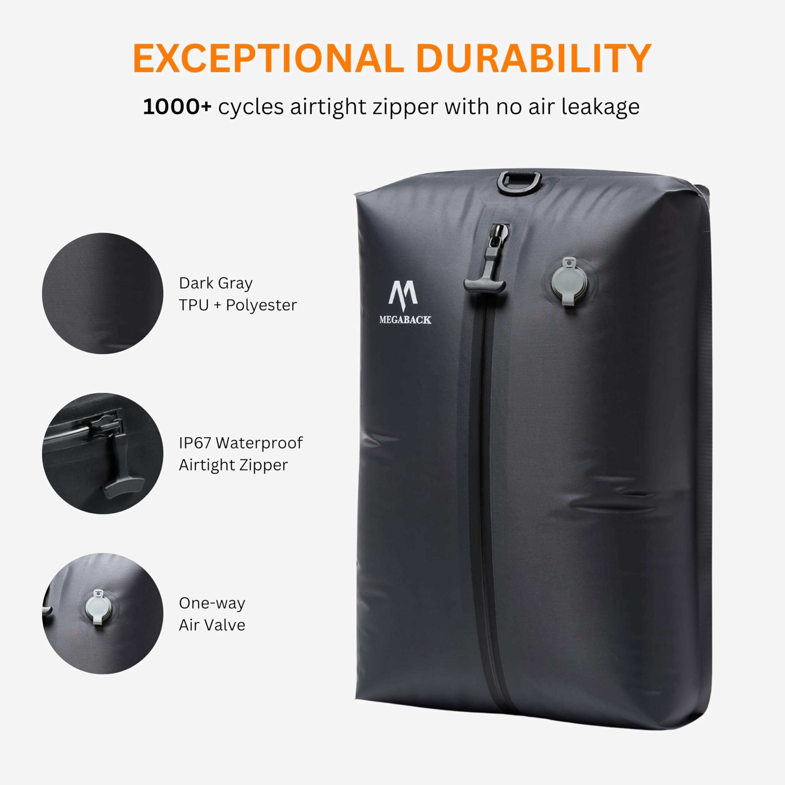 Bolsas de vacío para viajes, bolsas de sellado al vacío reutilizables IP67 para ropa con bomba eléctrica, cubo de embalaje sellado al vacío para maletas, mochila y viajes (1 unidad + bomba)