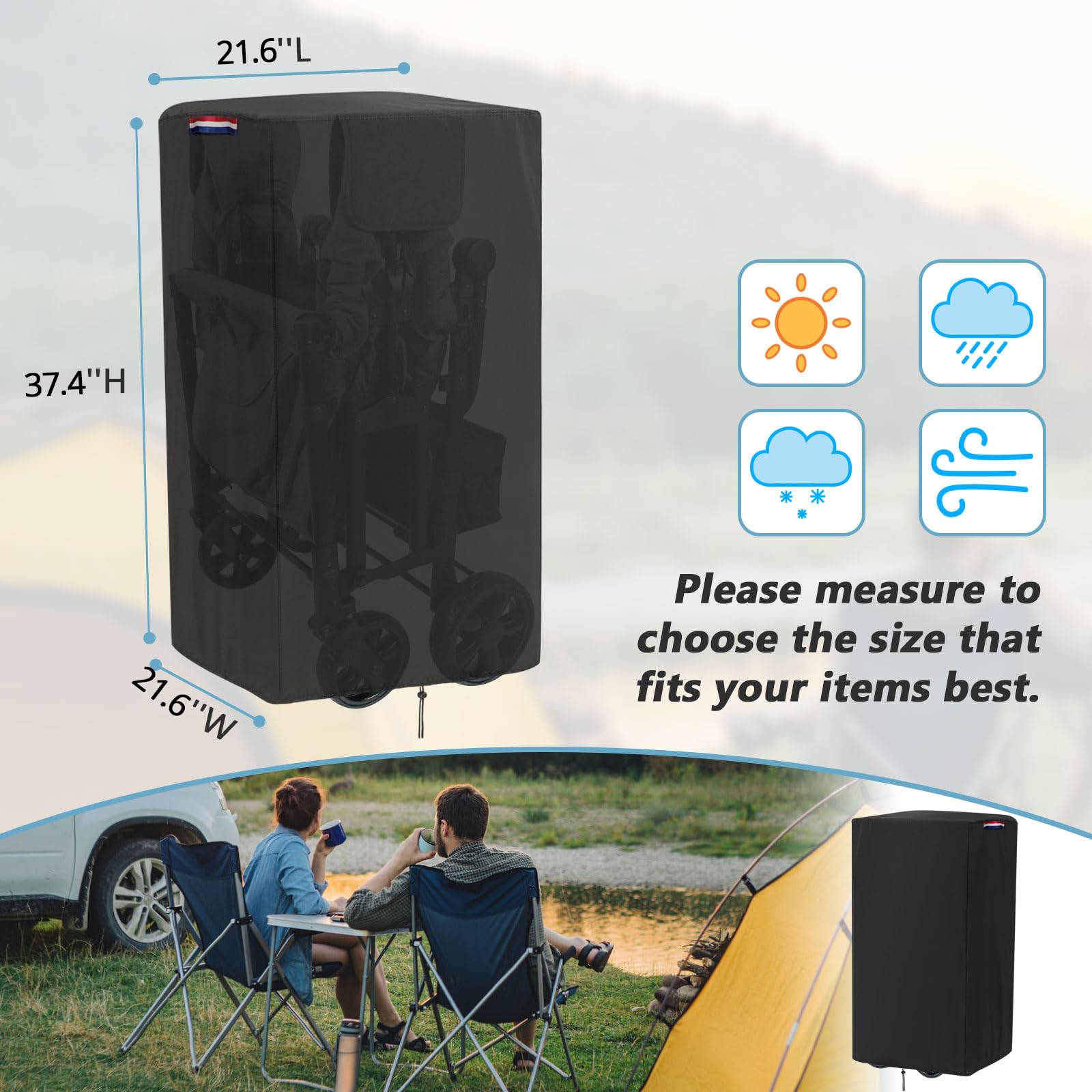 Funda para carro Wonderfold Wagon W4 Original (solo funda), funda impermeable 420D para cochecito Wonderfold W4 Luxe, Wagon W4 Original con asa ajustable (73.7 cm de largo x 50.8 cm de ancho