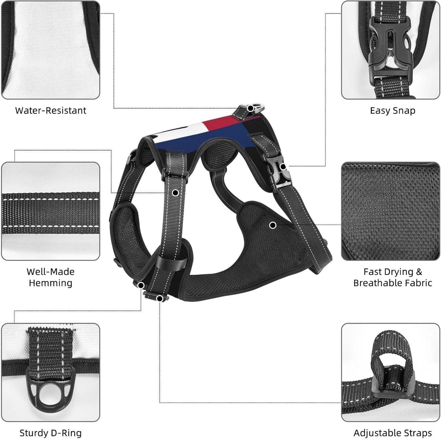 Maple Leaf Grey No Pull Dog Vest Harness for Small Medium Large Dog Puppy Pets Cats Outdoor Walking