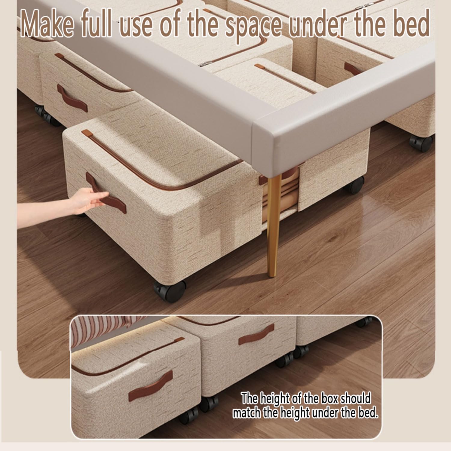 2 Piezas Cajas Almacenaje Ropa con Ruedas Almacenaje Bajo Cama Organizador De Canape Plegable Bolsas para Guardar Ropa con Mango Reforzado Caja Organizador Armario para Edredón Manta Zapatero