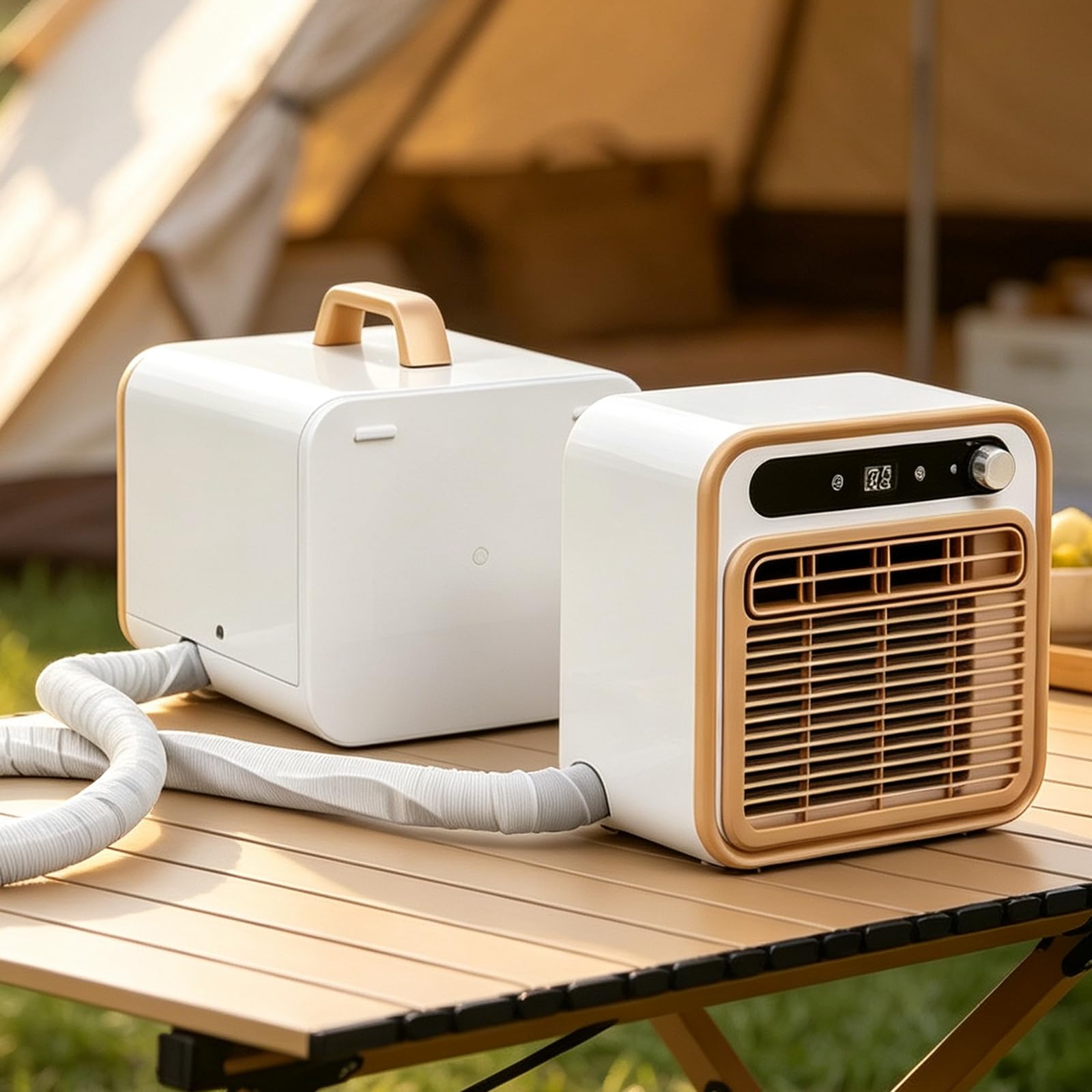 Gavscient 5000 BTU Dual Hose Air Conditioner, Quiet Split Portable Air Cooler for Caravan Truck, 15kg Lightweight Camping Air Conditioning Unit, No Hose Air Cooler 2m-RemoteControl