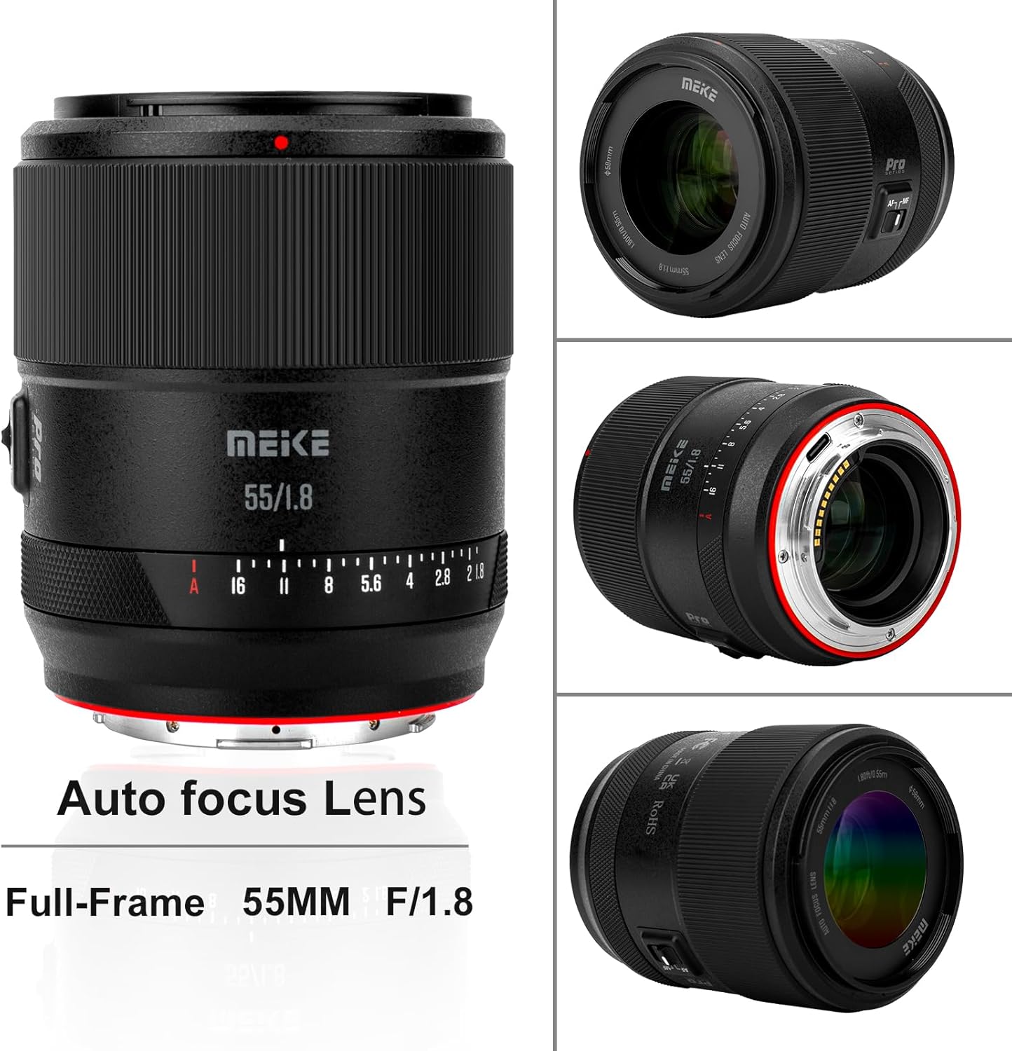 Meike 55mm F1.8 Pro Full Frame AF STM Lens Auto Focus High Resolution 8K Fixed Prime Portrait Lenses for Panasonic Lumix Sigma Leica L Mirrorless Camera S1 S1R S9 S1H S5 FP FPL SL SL2 T TL TL2