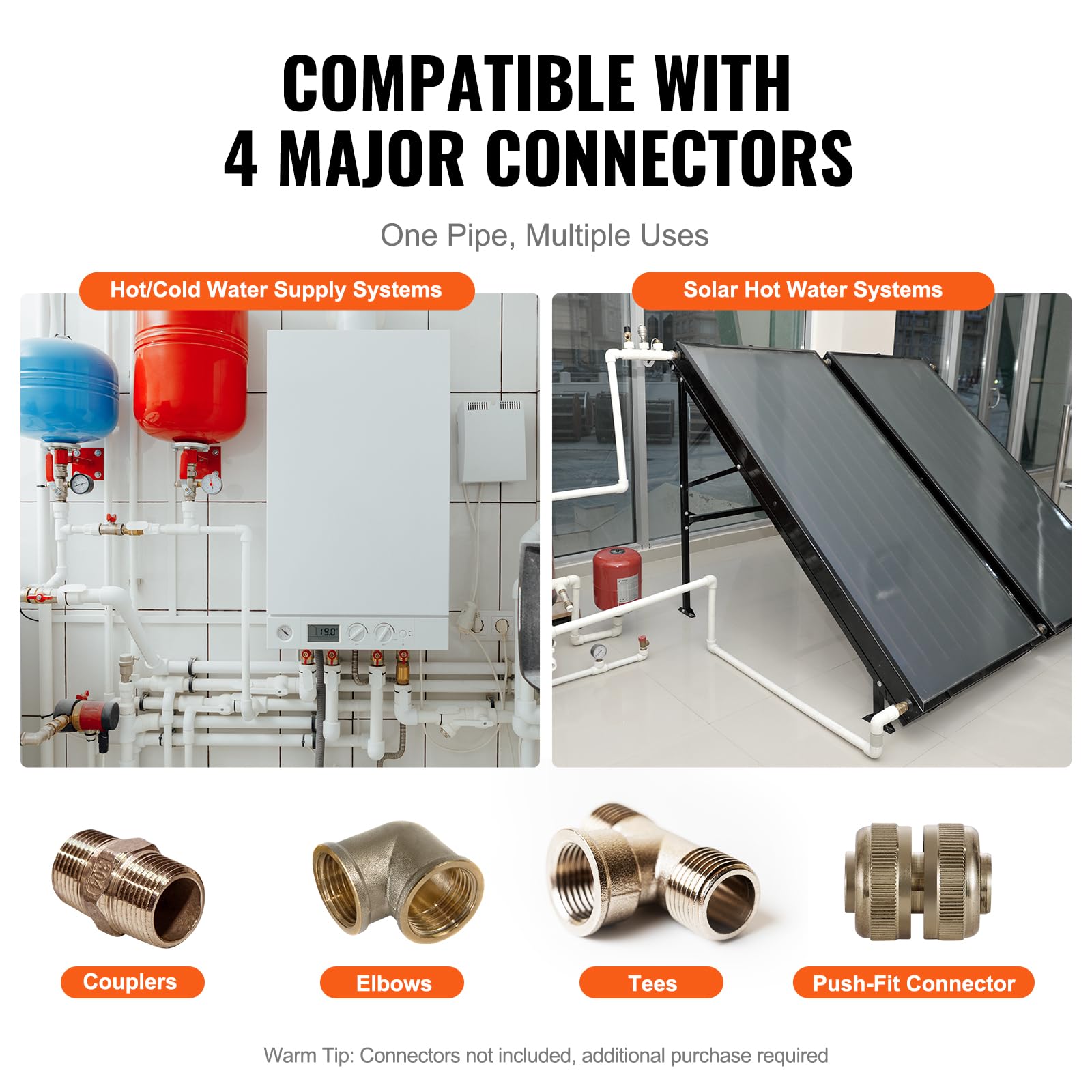 VEVOR PEX Pipe - Tubo flexible de 3/4 pulgadas, barrera sin oxígeno de 100 pies PEX-B para agua potable, para agua caliente/fría y restauración fácil, aplicaciones de fontanería con cortador y
