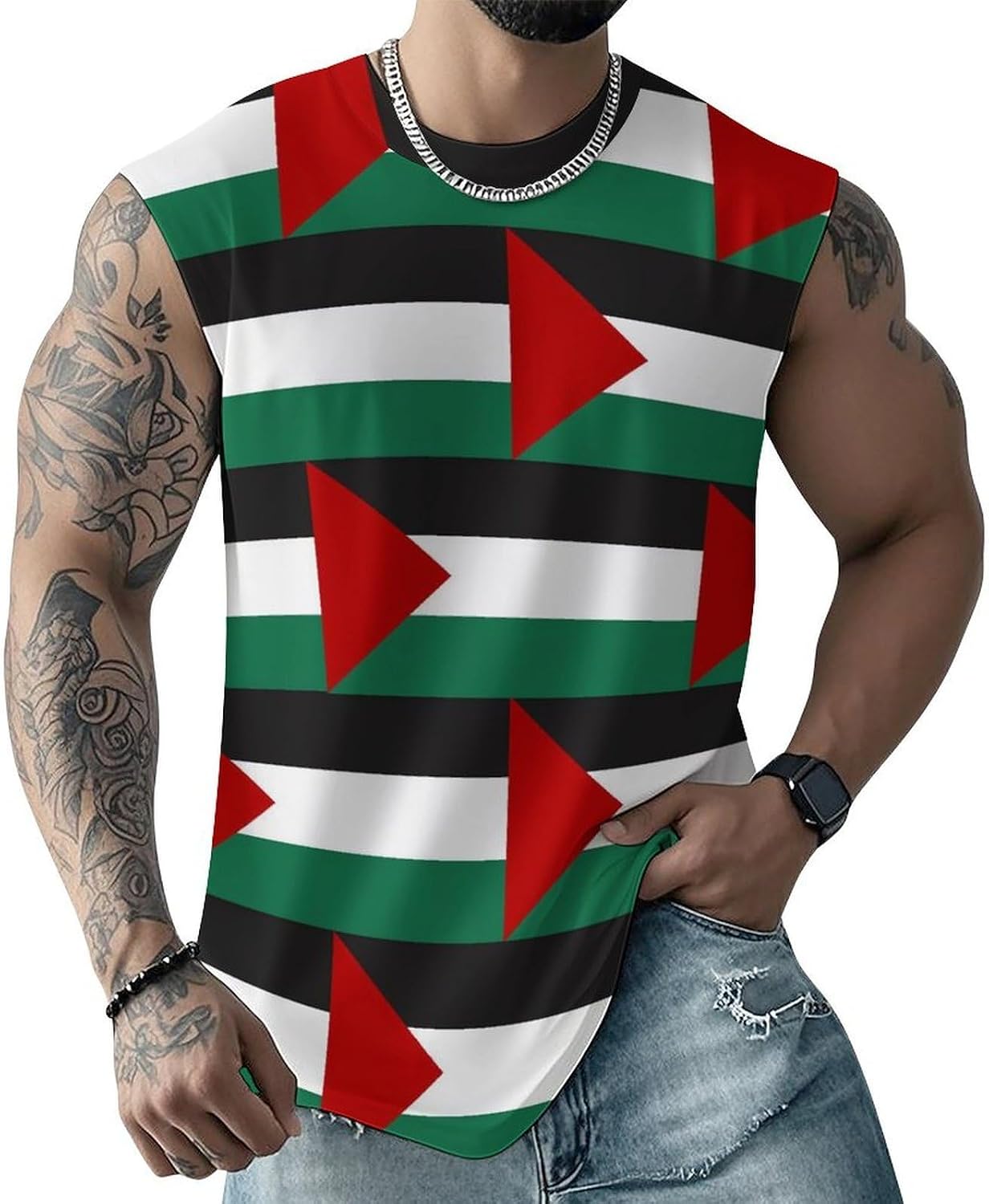 Palestinian Flag Men's Sleeveless Shirt Small