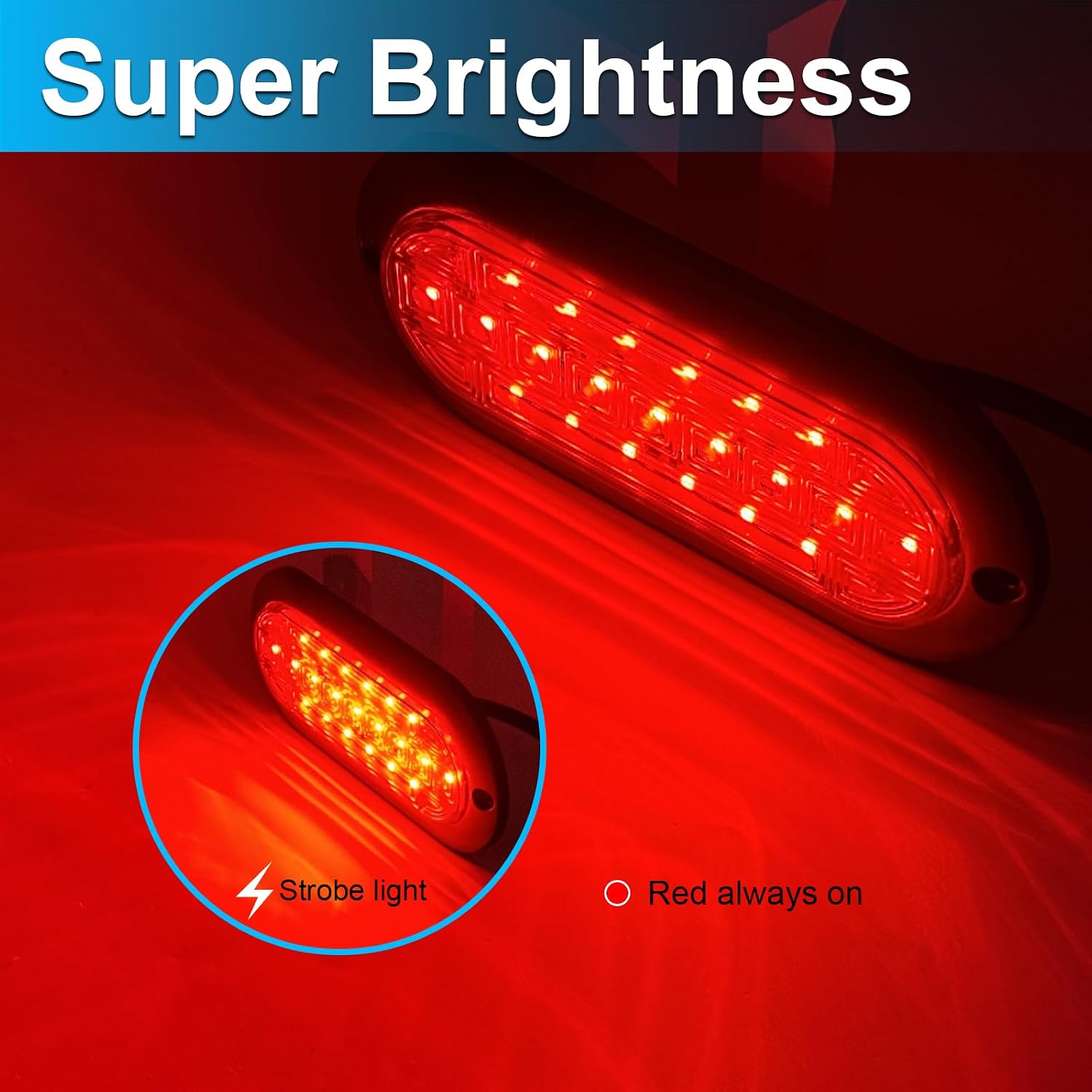 LIGBT 2Pcs 6 inch Oval led Truck Trailer Tail Lights 21 LED 6" Red Stop Turn Brake Light Trailer Marker Lights LED Strobe Lights Surface Mount Waterproof for Boat Trailer Truck RV Tractor