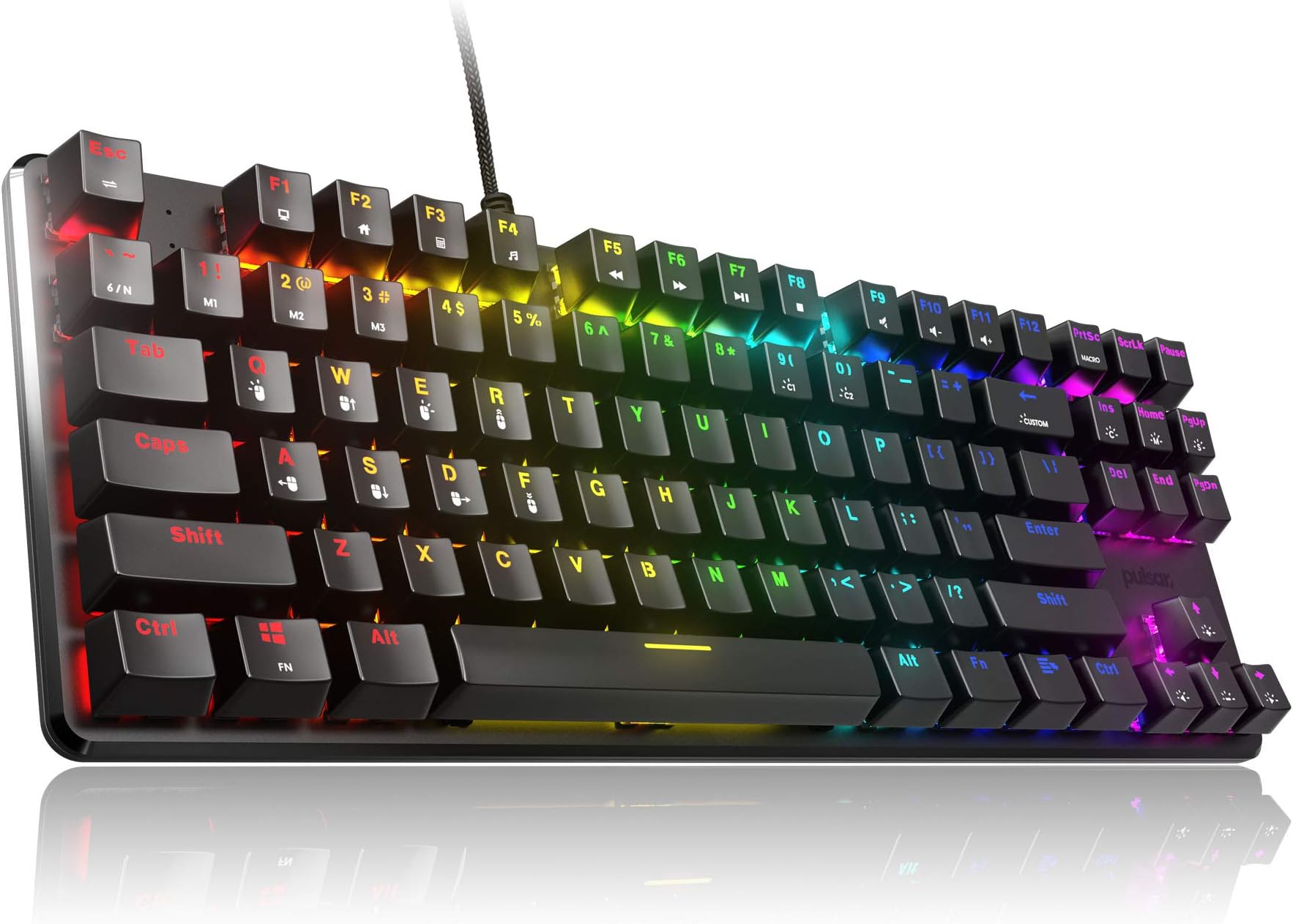 Pulsar Gaming Gears - PK003 Lunar Alloy TKL Mechanical Gaming Keyboard Brown Tactile RGB LED Rainbow Backlit USB Wired Game Keyboards for Windows PC PS5 PS4 Xbox 87 Keys Outemu Switches FPS