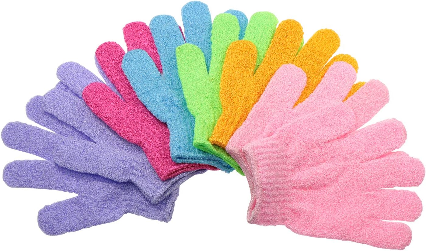 4 Pairs Exfoliating Gloves, Waycreat Bath Gloves for Body Scrub Exfoliator Assorted Color