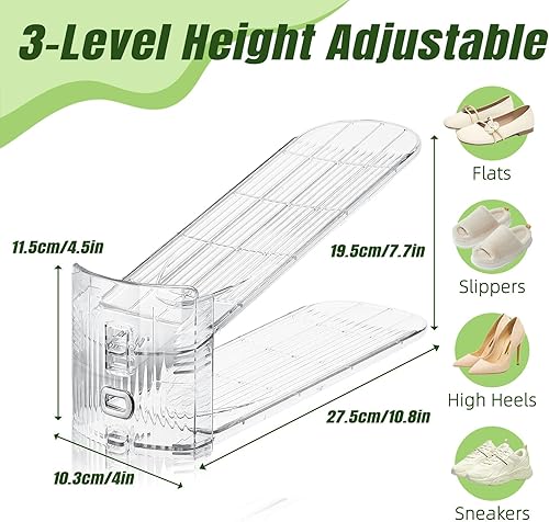 Miniatura 2 de Organizador de ranuras para zapatos, paquete de 10 unidades, apilador de zapatos transparente, organizador de ranura ajustable para zapatos,