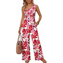 LILLUSORY Womens Floral Jumpsuit Off Shoulder Boho Romper Summer Beach Outfits