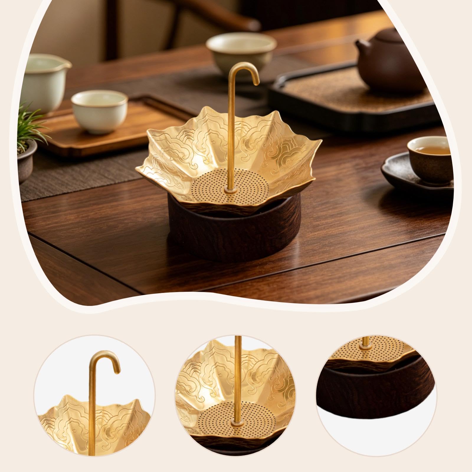Colador de Té de Acero Inoxidable Creativo Utensilio de Filtro de Malla Decorativo Estilo Adecuado para Regalar Interior, Oro, tal como se describe