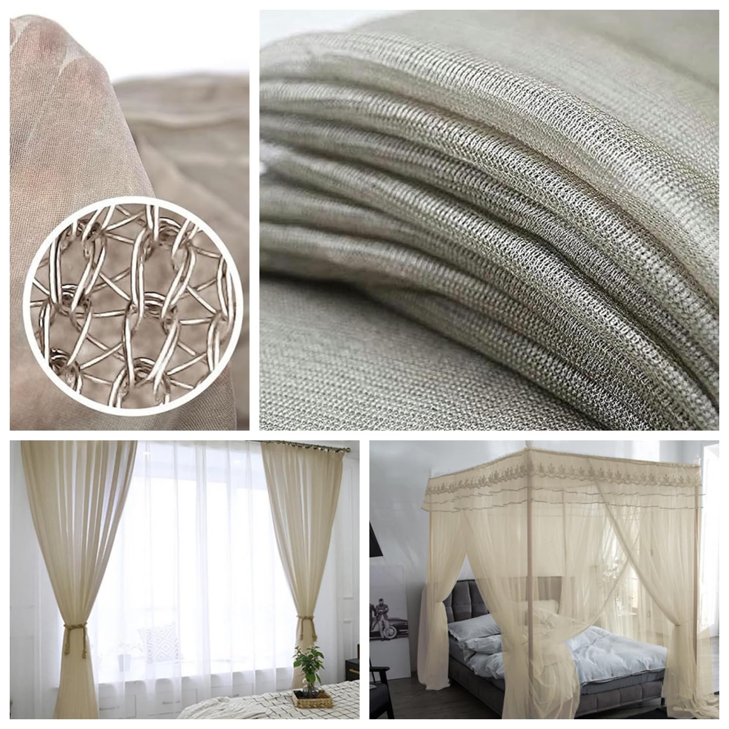 Amradield Pure Silver Fiber Mesh Fabric 39"x58" Reducing Hamful Signal from WiFi Smart Meters Cell Towers Netting Fabric Protection Health Improved Sleep Gain More Energy Recovery DIY Soft Material