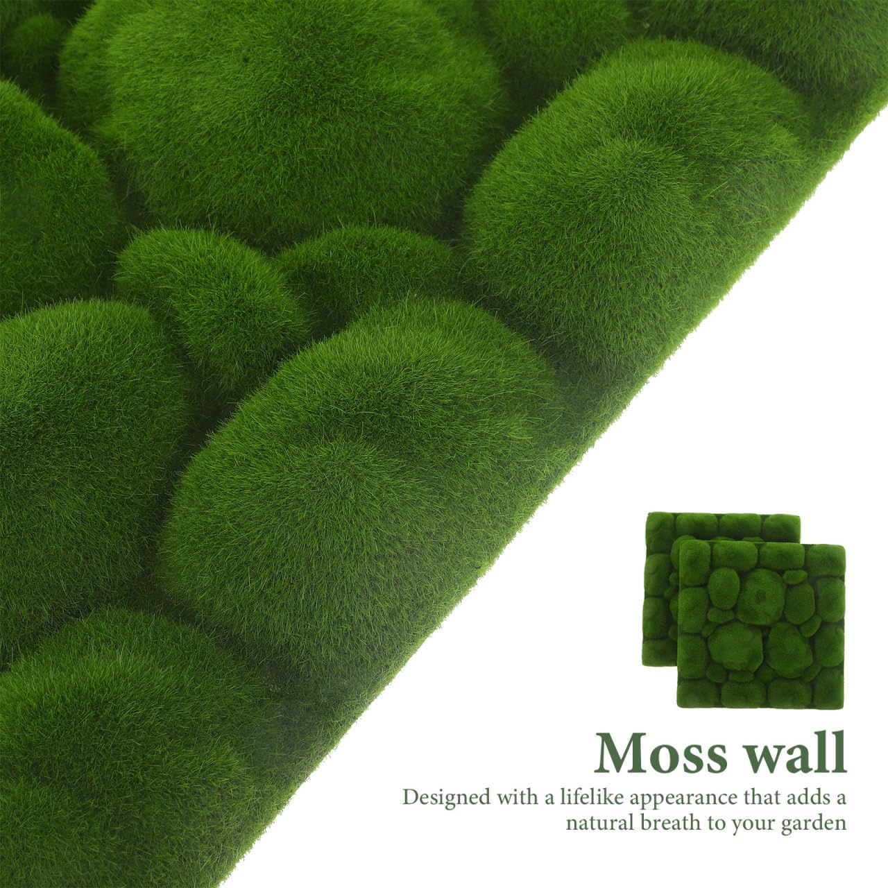 KüNstliches Moos Zum Dekorieren 2 StüCk Beflocktes Pseudomoos 12X12 Zoll NatüRliche Optik FüR Wanddeko Hochzeit DIY Zimmer Aesthetic GrüN Epe Schaum Seidenbaumwolle