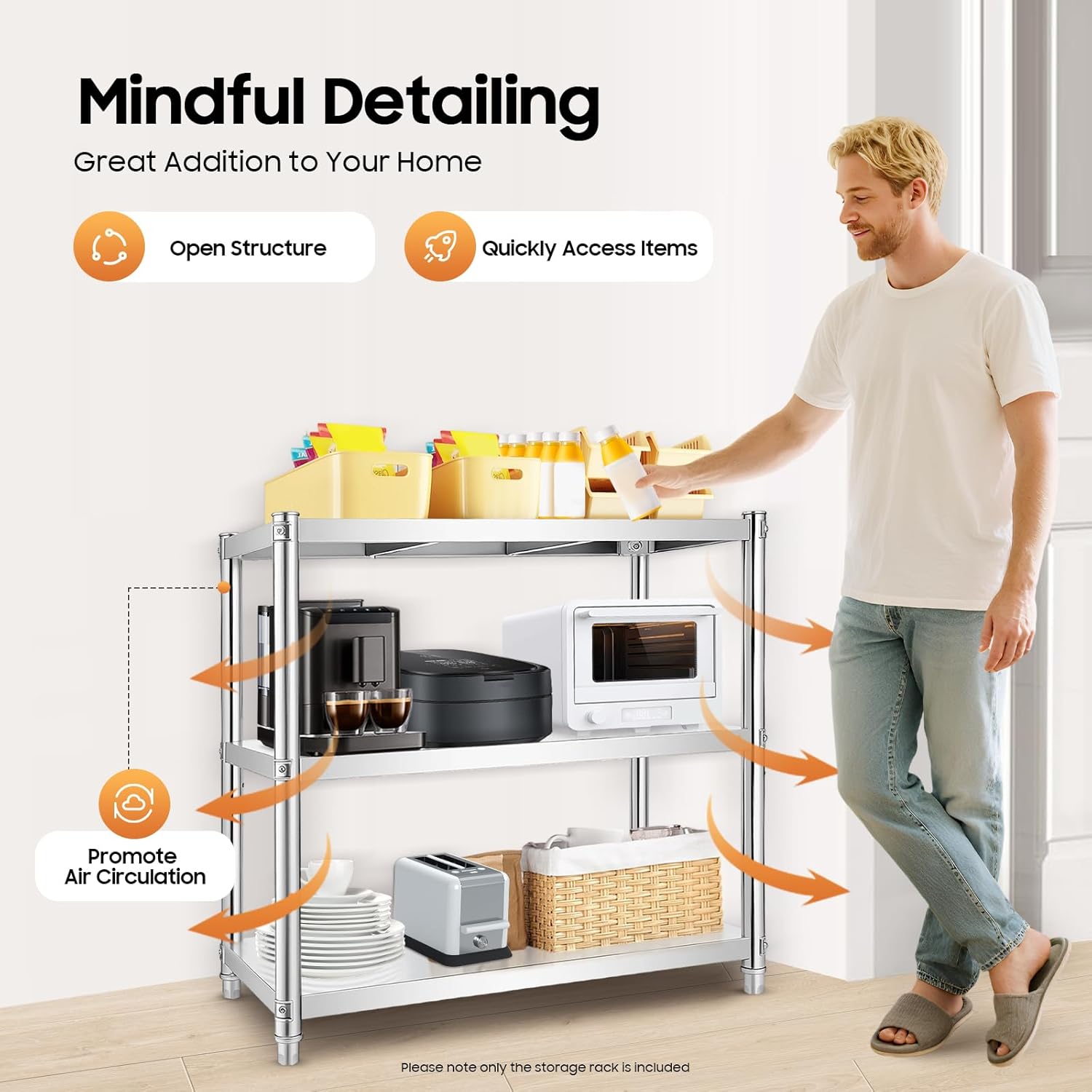 32×16 Inches Stainless Steel Table, Heavy Duty Commercial Kitchen Prep Table, Shelf Organizer Kitchen Storage Shelves Garage Shelves, Commercial Kitchen Work Table for Restaurant, Home