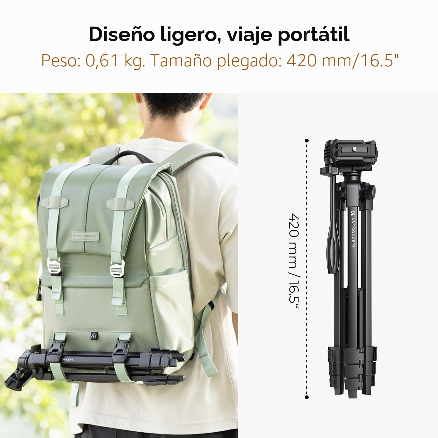 K&F CONCEPT Tripode Proyector, Trípode para Móvil 152cm Compatible con DSLR Canon Nikon Sony, Smartphone con Soporte para Móvil, Trípode de Viaje de Aluminio con Mando a Distancia Bluetooth | Soporte ultraligero de 0.6 kg, control remoto y teléfono celula