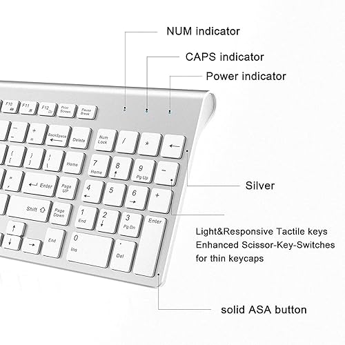 Vista 14 de JOYACCESS Teclado y mouse inalámbricos, 2.4G ergonómico y delgado, teclado de computadora inalámbrico diseñado para Windows, PC, computadora Negro