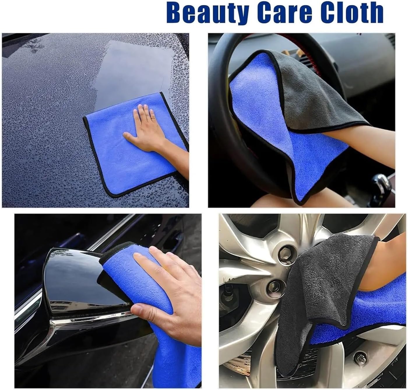 Microfiber Car Washing Towels - 4 Pack Soft Quick Drying Cleaning Cloths for Windows, Mirrors, and Home Use - 500GSM Double Layer Design(30x60cm,4PCS)
