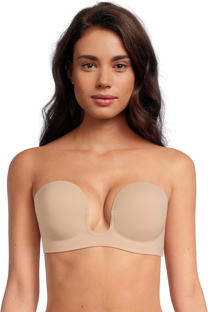 Fashion Forms Voluptuous U Plunge Backless Strapless Bra Nude DD at Amazon  Women's Clothing store