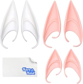Kare & Kind 3 Pairs Elf Pixie Fairy Ears - Use for Cosplay, Halloween, Masquerades, Renaissance Festival, Dress-Up, Costume, Themed Party - 2 Sizes Long, Short, Luminous - Vampire, Goblin Accessories
