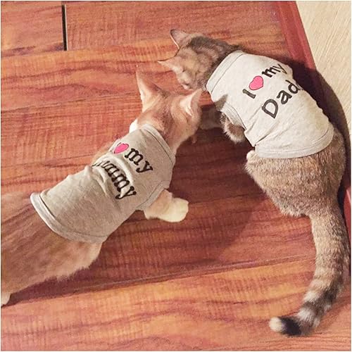 Miniatura 6 de Paquete de 3 camisas para perros pequeños, niños y niñas, ropa de cachorro, ropa de amor a mamá I Love My Daddy, camisa de verano, suave,