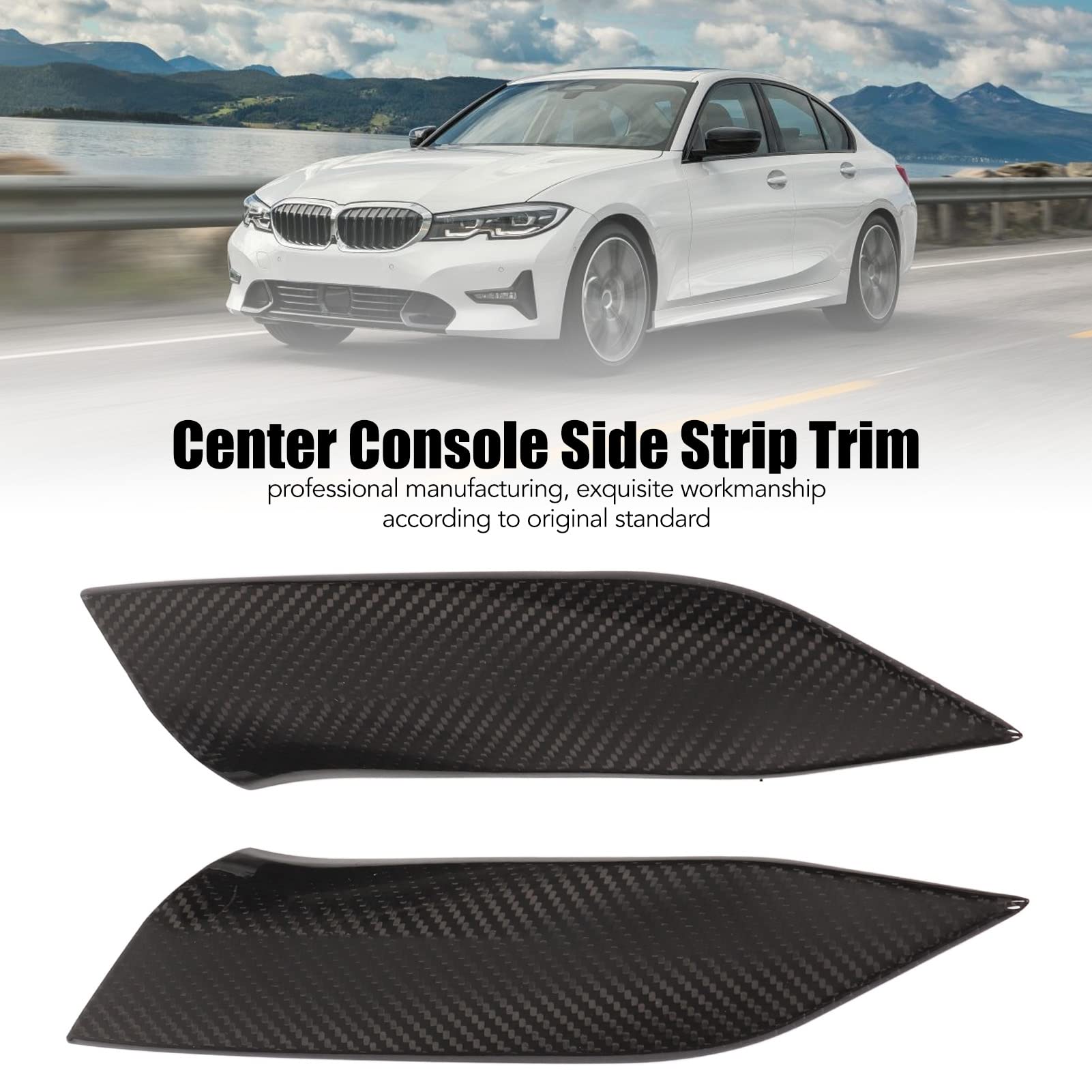Tiras Laterales de Consola Central de Fibra de Carbono Real, Reemplazo de Embellecedor Interior de Coche para Serie 3 G20 G21 G28 2020-2022 LHD, 2 uds.