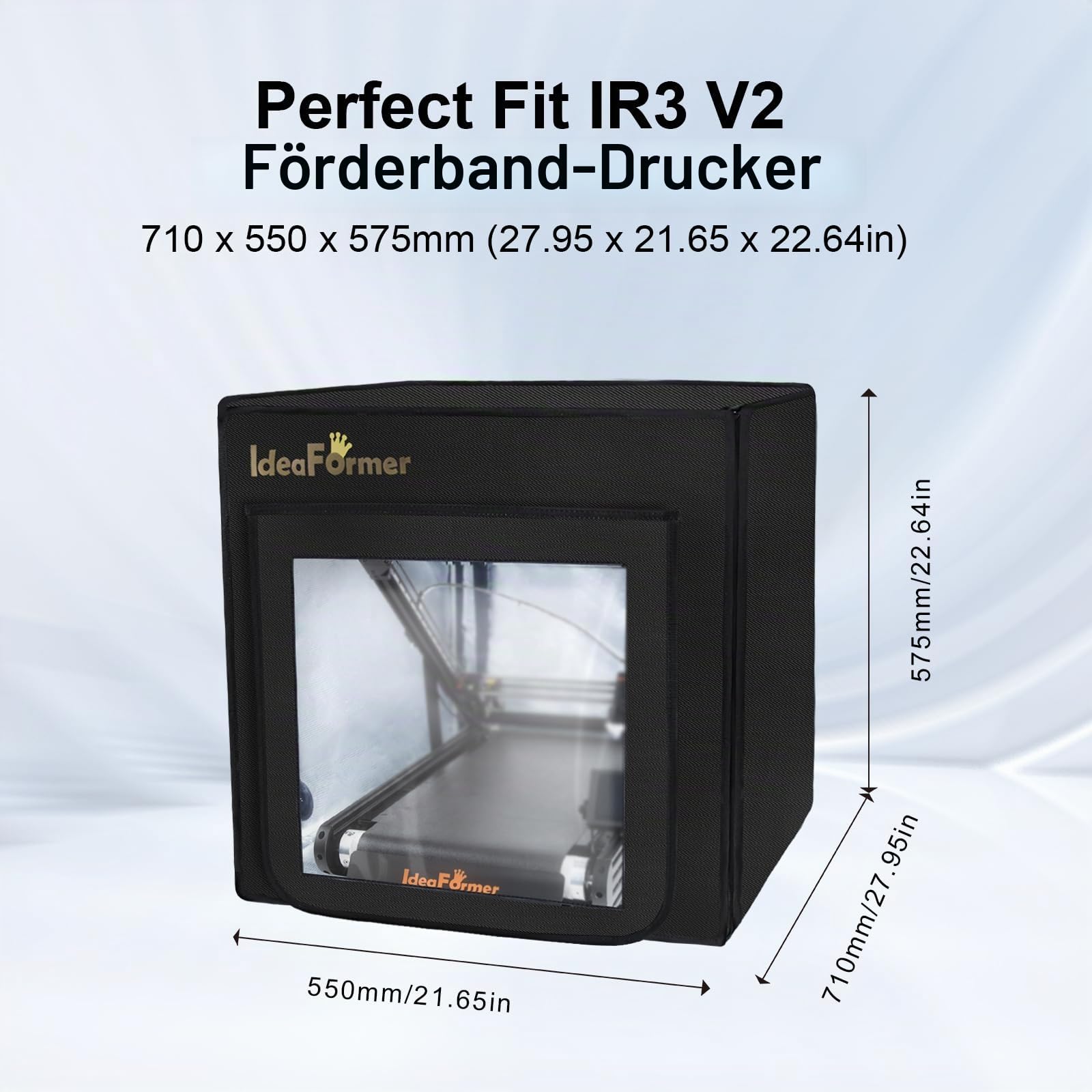 IdeaFormer IR3 V2 Abdeckhülle, hitzebeständig & staubdicht, temperaturkonstant Gehäuse für IR3 V2 Förderband-3D-Drucker, Maße 550 x 710 x 575 mm
