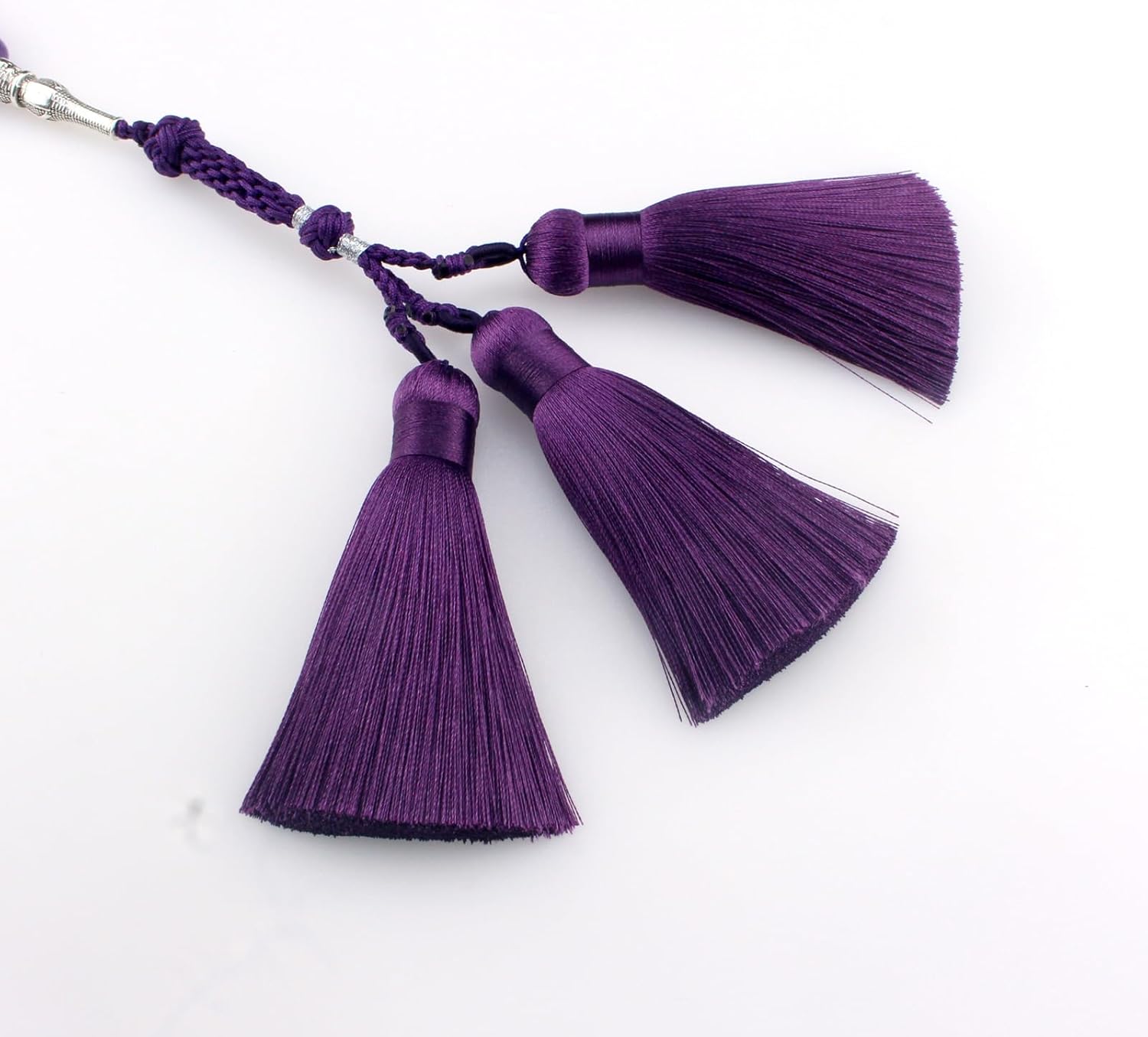 Muslims Islamic Dhikr Tasbeeh Tasbih Prayer Beads, Amethyst Purple Crystal 99 Beads with Tassel