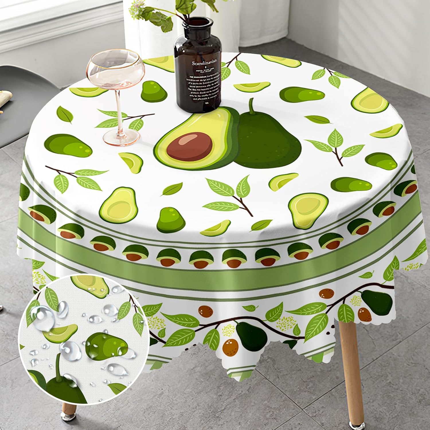 Round Tablecloth 150cm Wipeable Tablecloths Polyester Wipe Clean Table