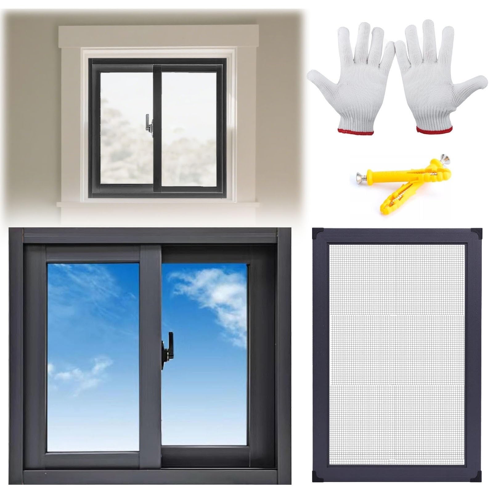 Ventana corrediza ventilación para baños y sótanos aluminio negro 28x22