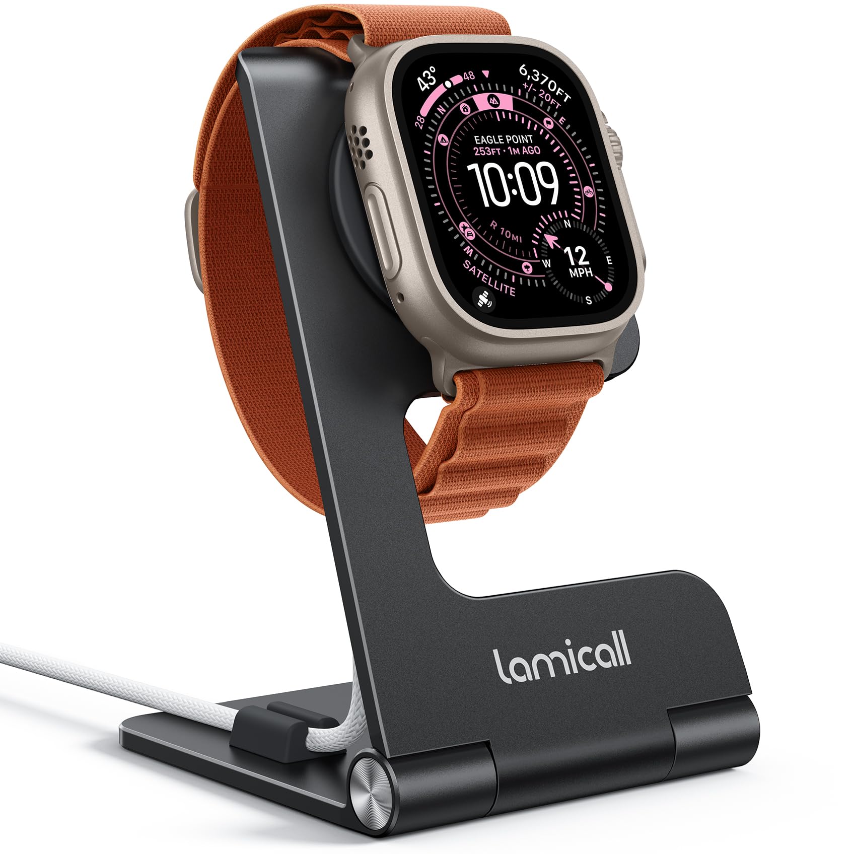 Lamicall für Apple Watch Ladestation Ständer - [Tragbar & Alu Ultradünn] iWatch Ladegerät Halterung, Charging Dock Station für Apple Watch Series 11/10/9/8/7, SE3, Ultra 3/2 49mm/46mm/45mm/42mm/40mm
