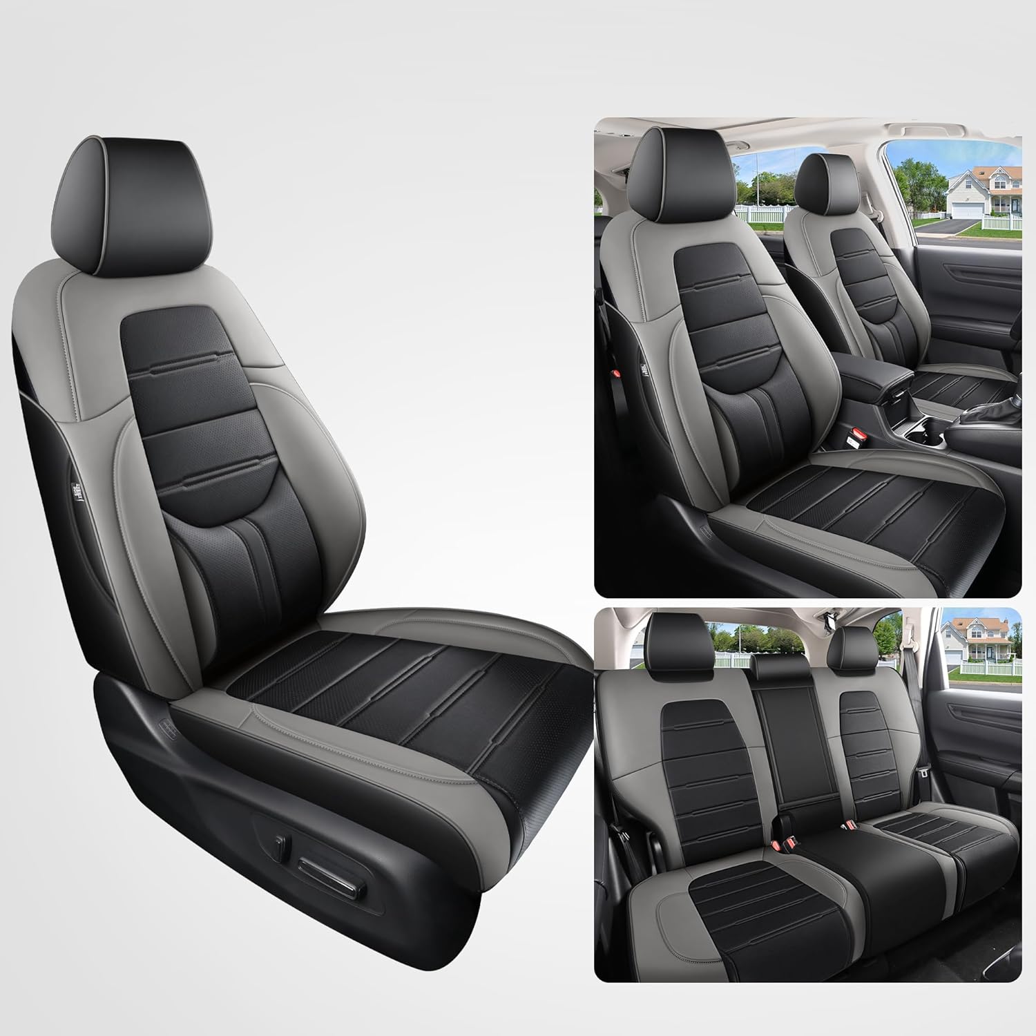 for Honda CRV Seat Cover Custom Seat Cover for CRV 2017-2022 EX,EX-L,LX,LX AWD,Sport,Special Edition,Touring&Hybrid (Black+Gray-17-22)