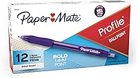 Vista 1 de Paper Mate Profile - Bolígrafos retráctiles, punta redonda (1.4 mm), morado, 12 unidades Púrpura