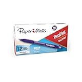 Paper Mate Profile Retractable Ballpoint Pens, Bold (1.4mm), Purple, 12 Count