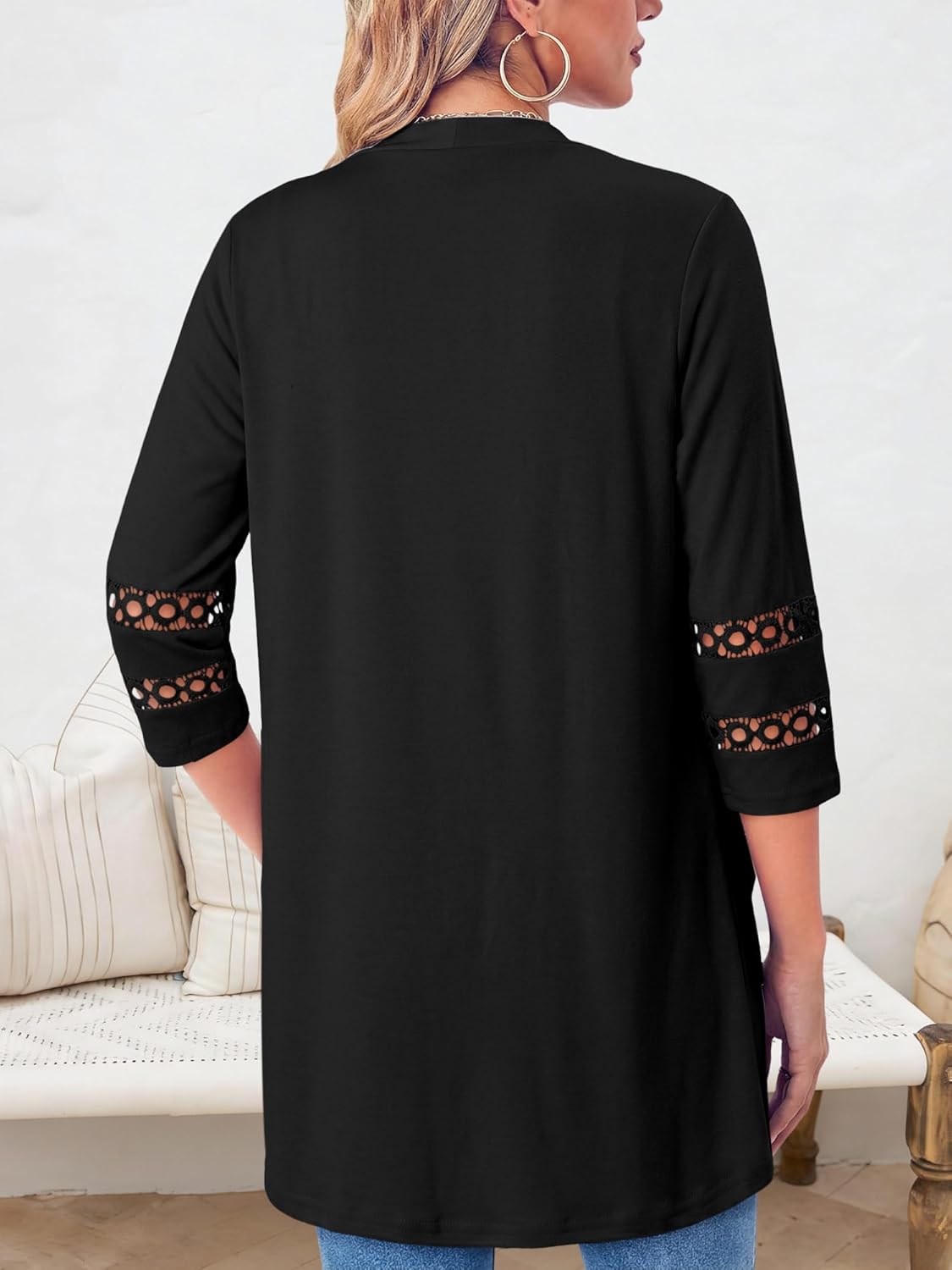 Womens Cardigan 3/4 Sleeve Casual Lightweight Cover Up Open Front Cardigans S-3XL - Image 5