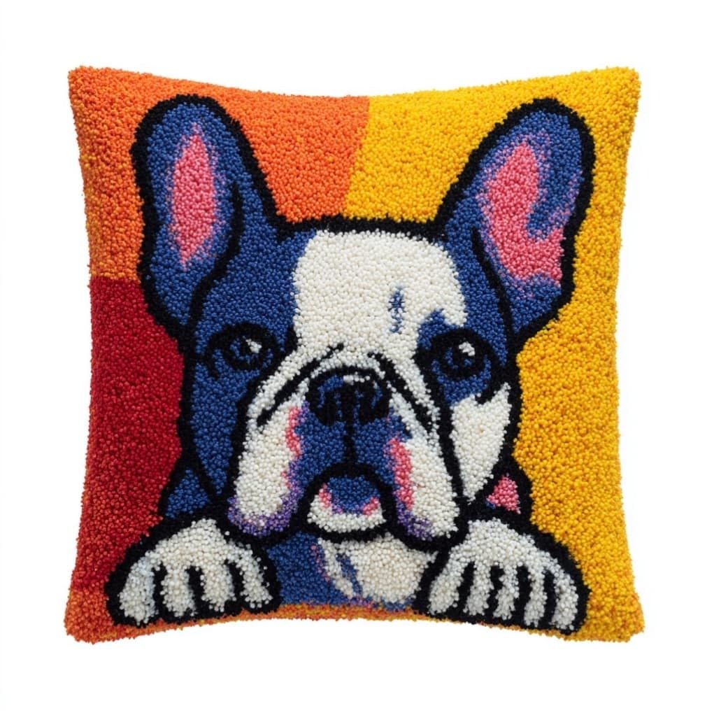 Henypt 43x43cm Latch Hook Rug Kit,French Bulldog