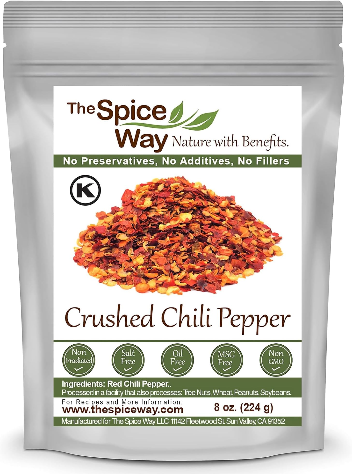 The Spice Way Crushed Red Pepper Flakes - 8 oz - Hot Red chili Pepper Flakes - Premium Quality, All-Natural, and Preservative-Free, Perfect for Adding a Bold Kick to Your Favorite Dishes