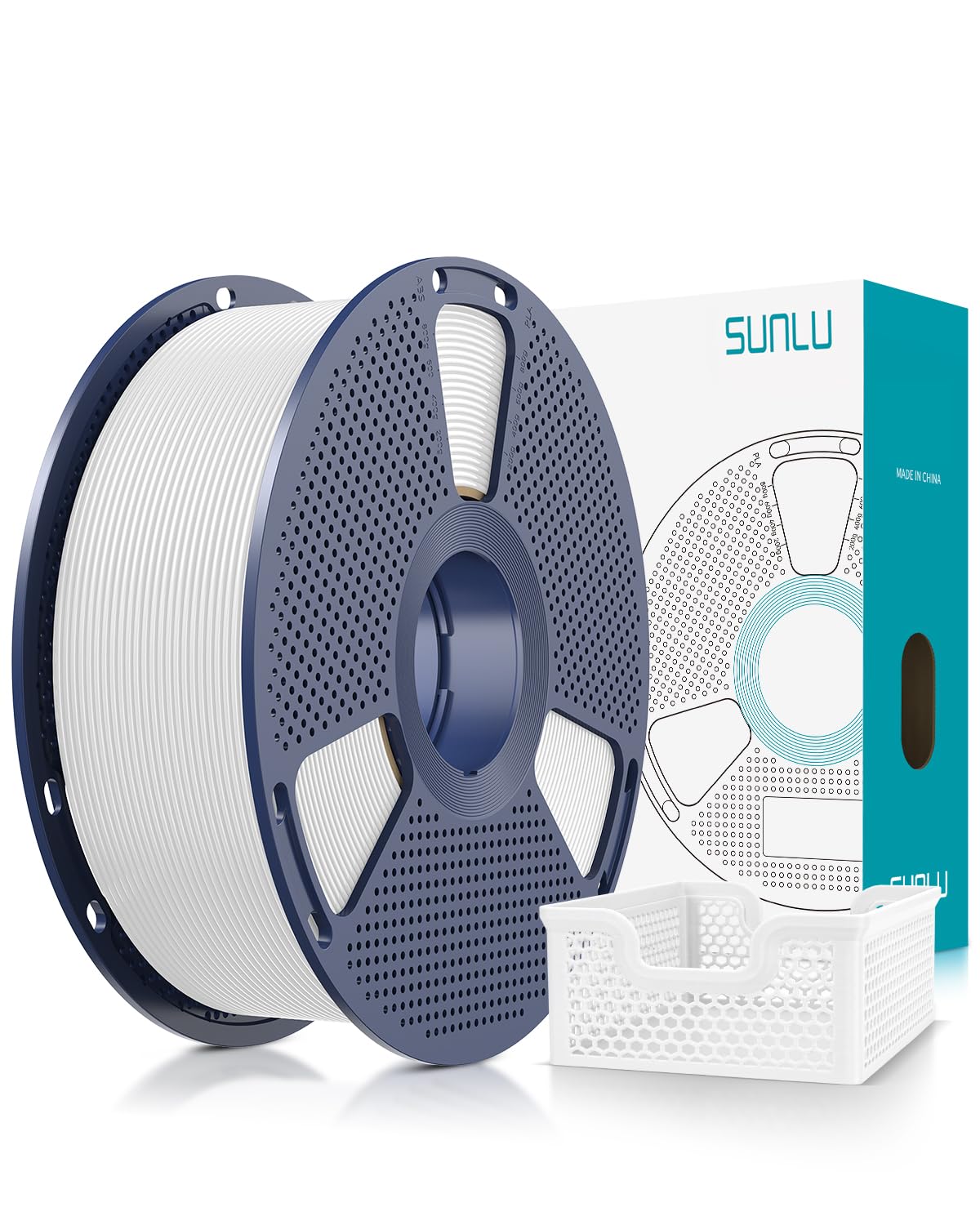 SUNLU PLA Plus 2.0 Filament pour Imprimante 3D Rapide 1.75mm, PLA+ Amélioré pour Impression Rapide (50-600mm/s), Ténacité et Adhérence Intercouche Supérieures, Précision ±0.02mm, Bobine 1kg (Blanc)
