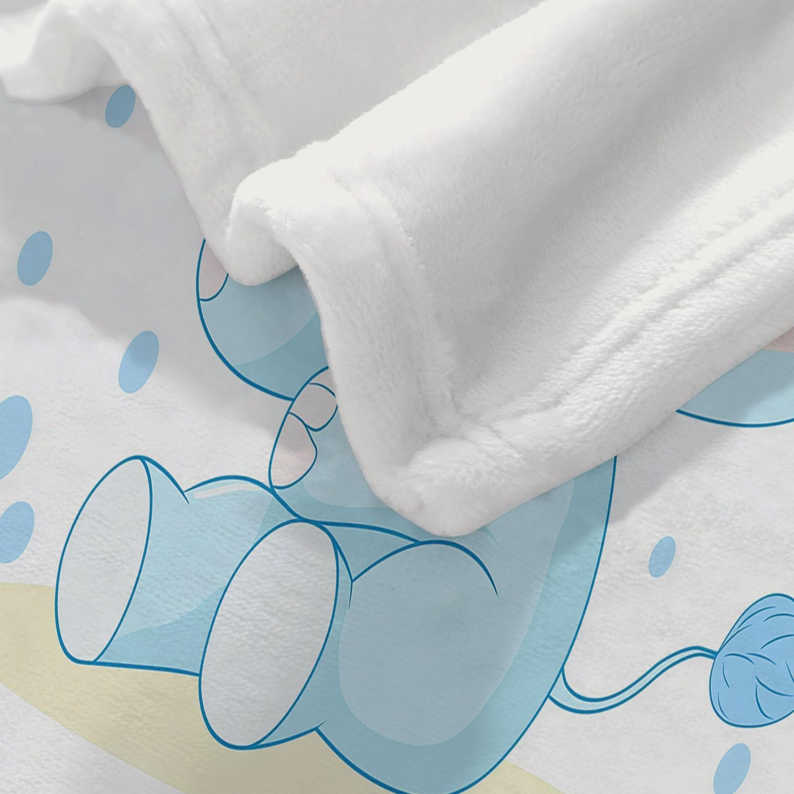 Genérico Flanelowy koc polarowy 200 x 200 cm, kremowy koc z nadrukiem kreskówkowym śliczne zwierzęta słoń niemowlę-zima ciepłe dla dziewczynek chłopców dorosłych