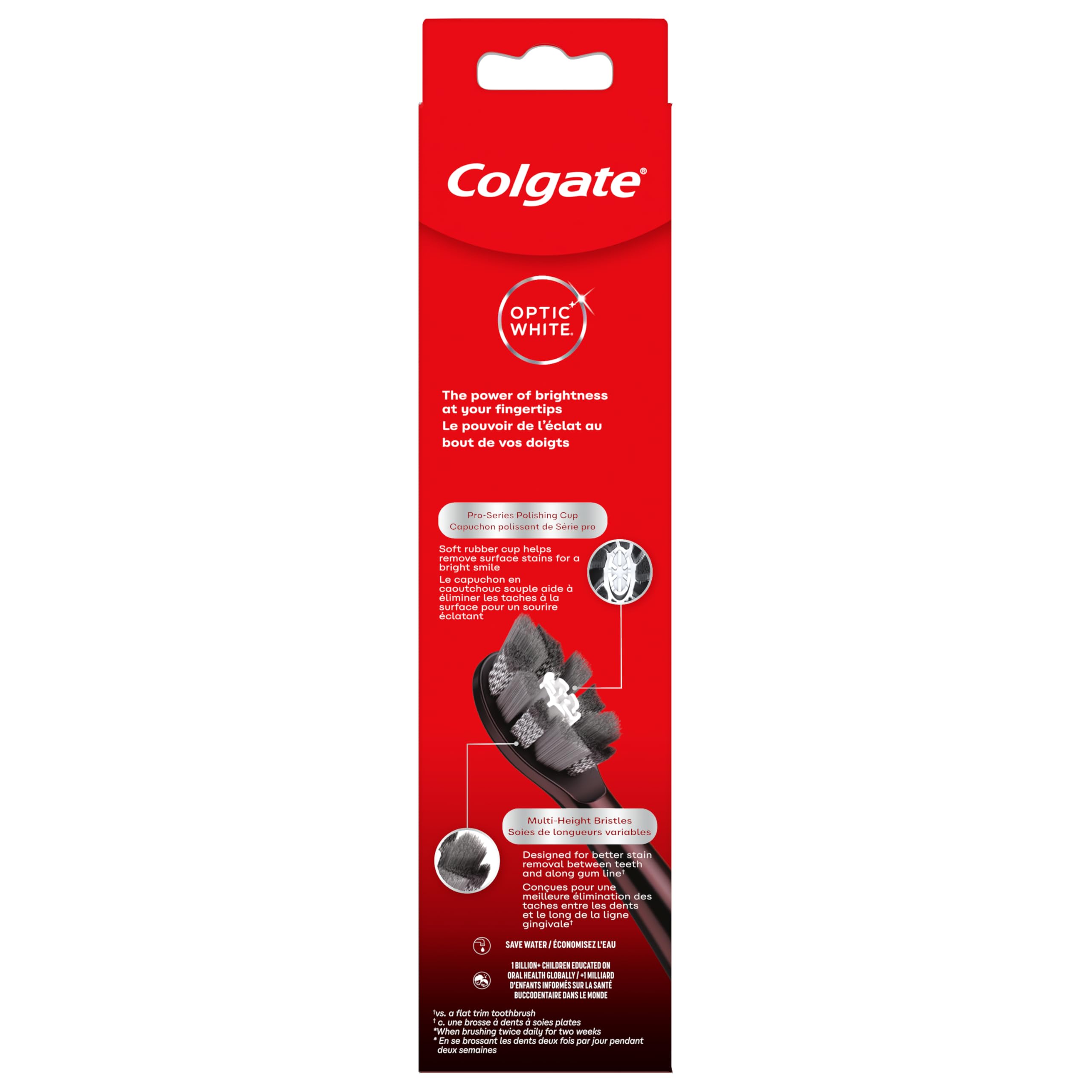 Colgate Optic White Pro-Series Whitening Battery Operated Toothbrush with Timer, Soft, Black