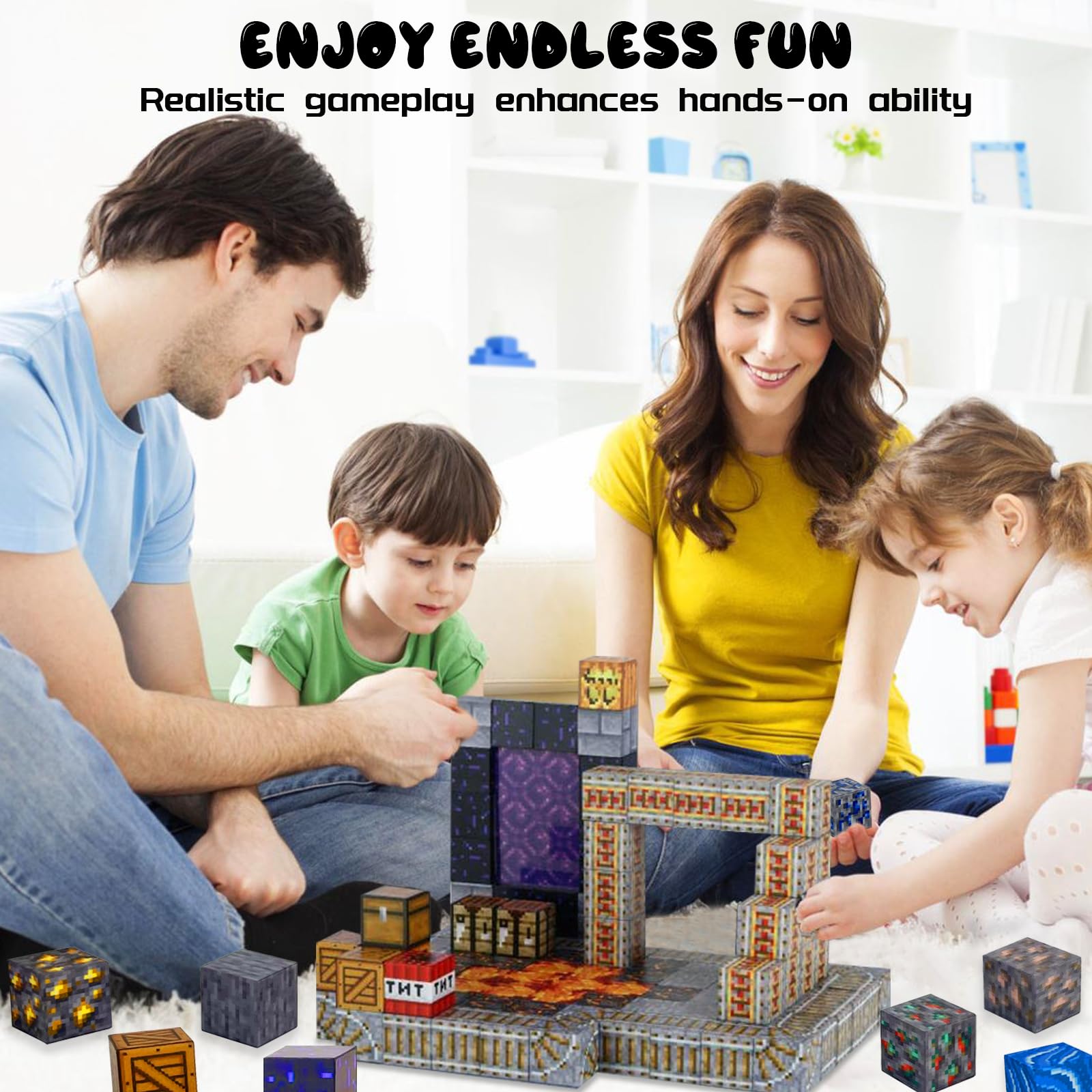 Magnetic Building Blocks 100-Piece Set With Figures - STEM Toys For Kids Ages 3+ Years