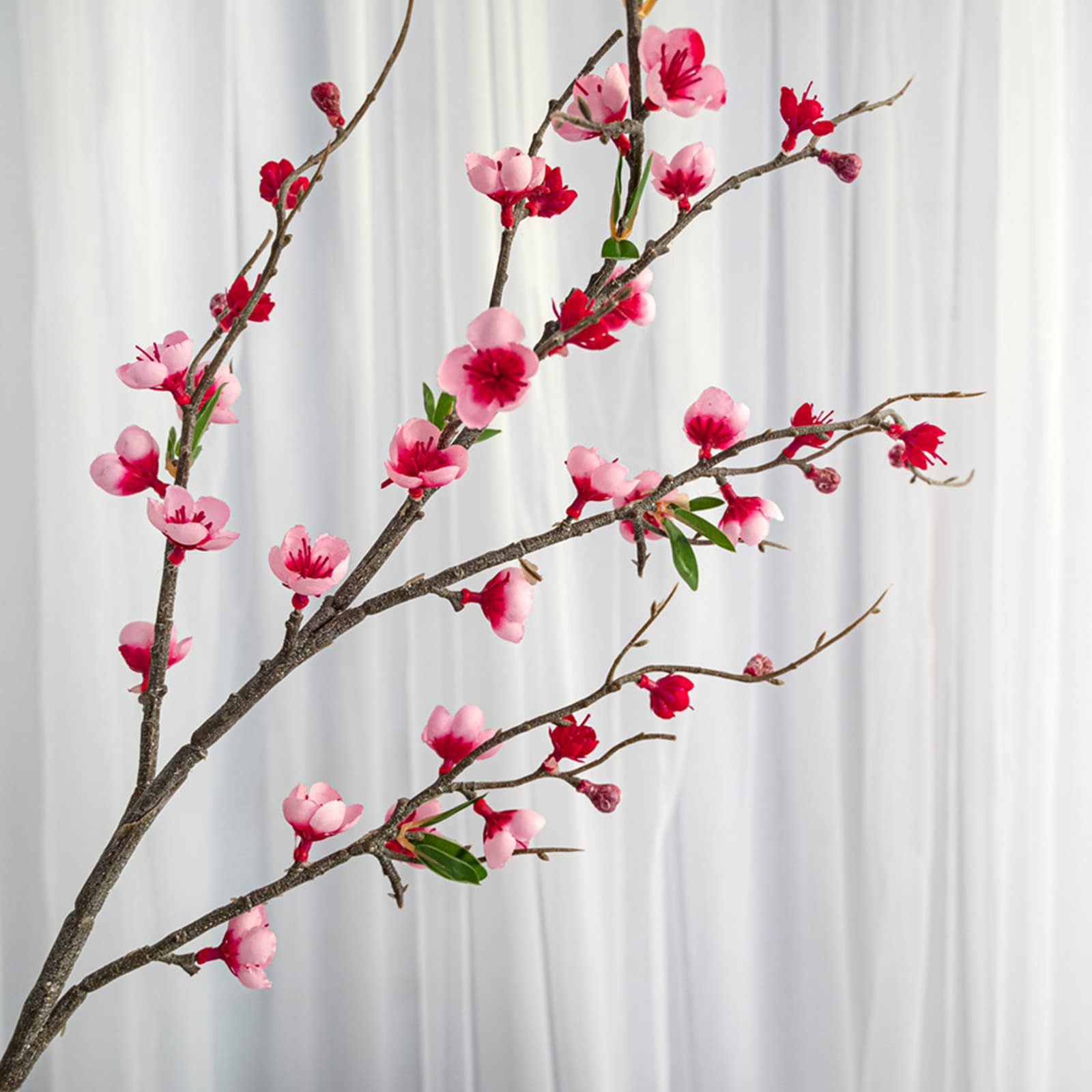 Belupai Ramo Di Ciliegio Artificiale 65 Cm - Fiore Di Pesco In Seta Finta, Stelo Lungo, Rosso, Per Decorazioni Matrimonio Casa Giardino