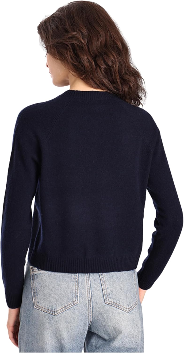 Minnie Rose Women's Long Sleeve Cotton Cashmere Frayed Edge V-Neck Sweater - Image 3