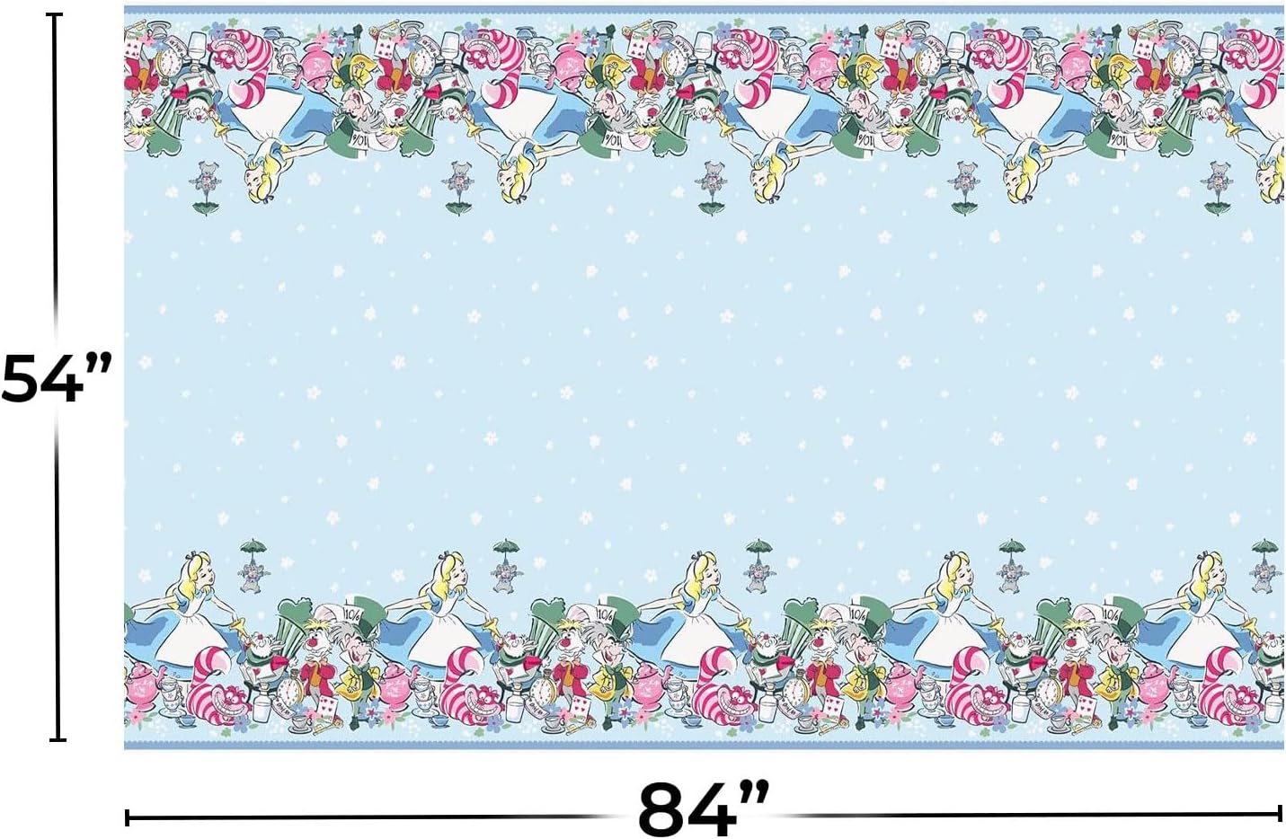 Disney Alice in Wonderland Rectangular Plastic Table Cover, 54" x 84" - 1 Count - Multicolored Table Cover, Perfect for Themed Parties & Magical Celebrations