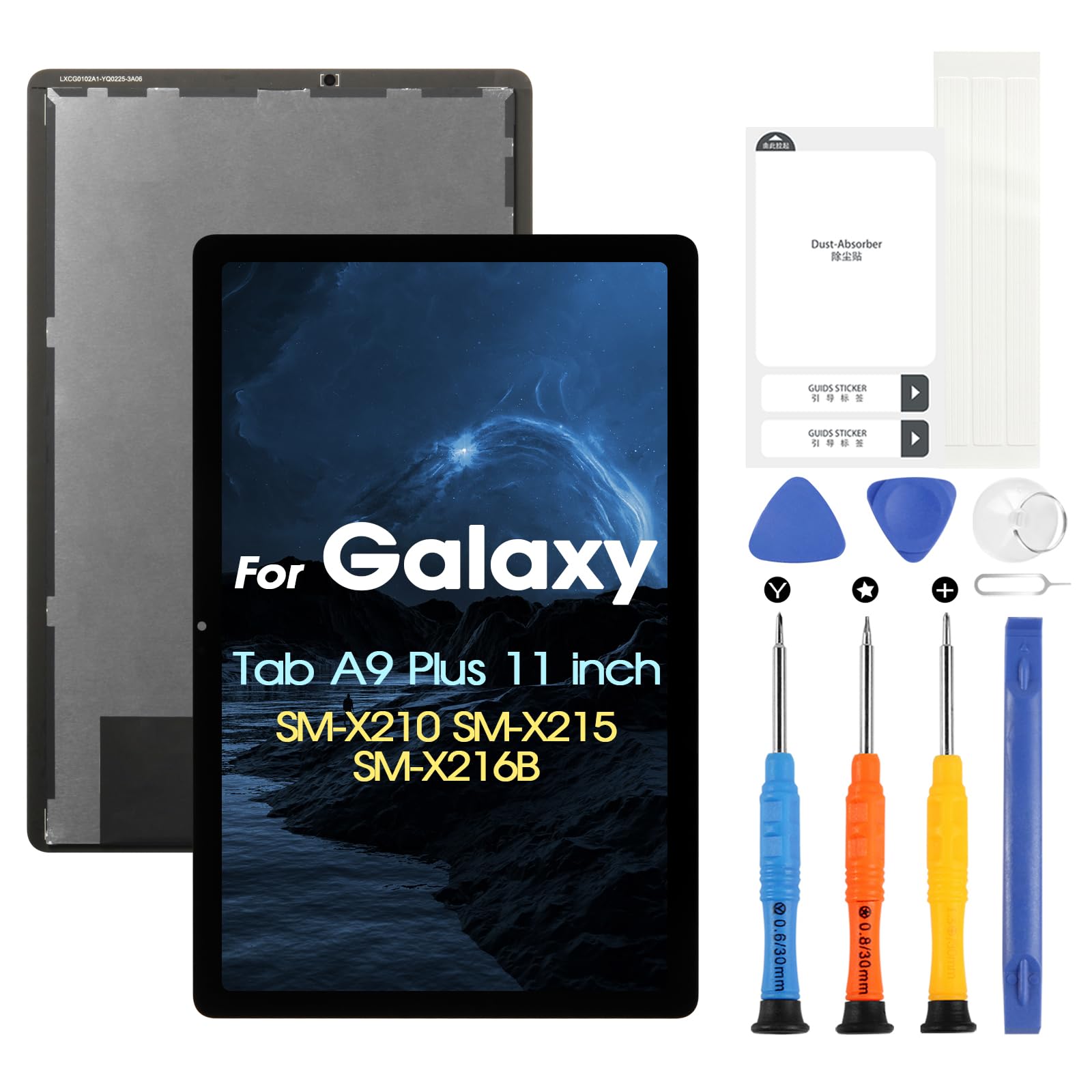Für Samsung Galaxy Tab A9 Plus LCD-Bildschirm, Ersatz Bildschirm für Galaxy Tab A9+ SM-X210, SM-X215, SM-X216B 11 Zoll LCD Display Digitazer Full Assembly mit Reparatur-Set, Schwarz